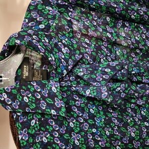 Torrid Blue and Green Floral Blouse